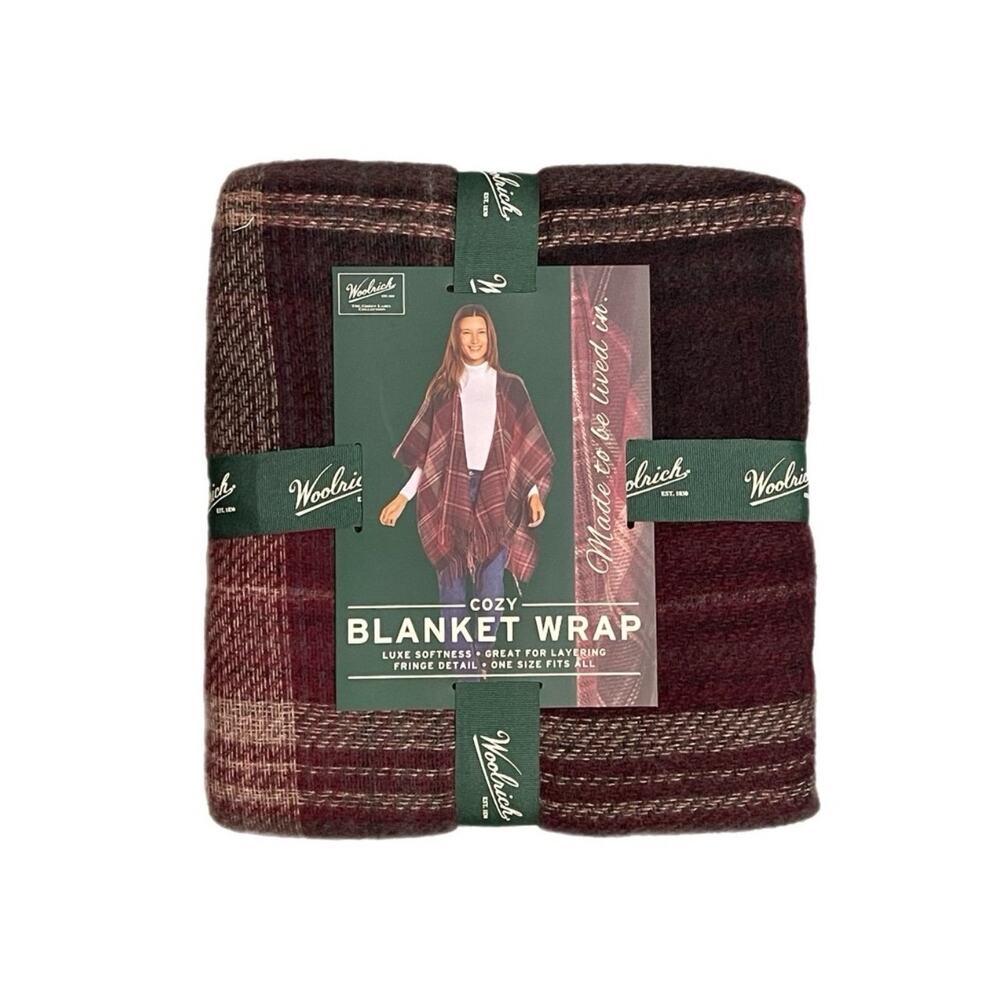 Woolrich Cozy Blanket Wrap with Fringe Detail